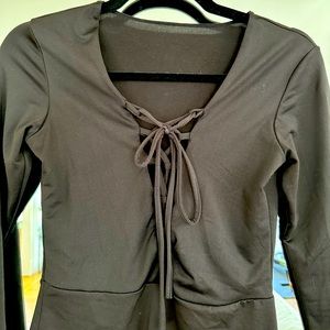 Lace up long sleeve bodysuit